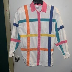 TOGETHER vintage rainbow pastel striped button down 👽